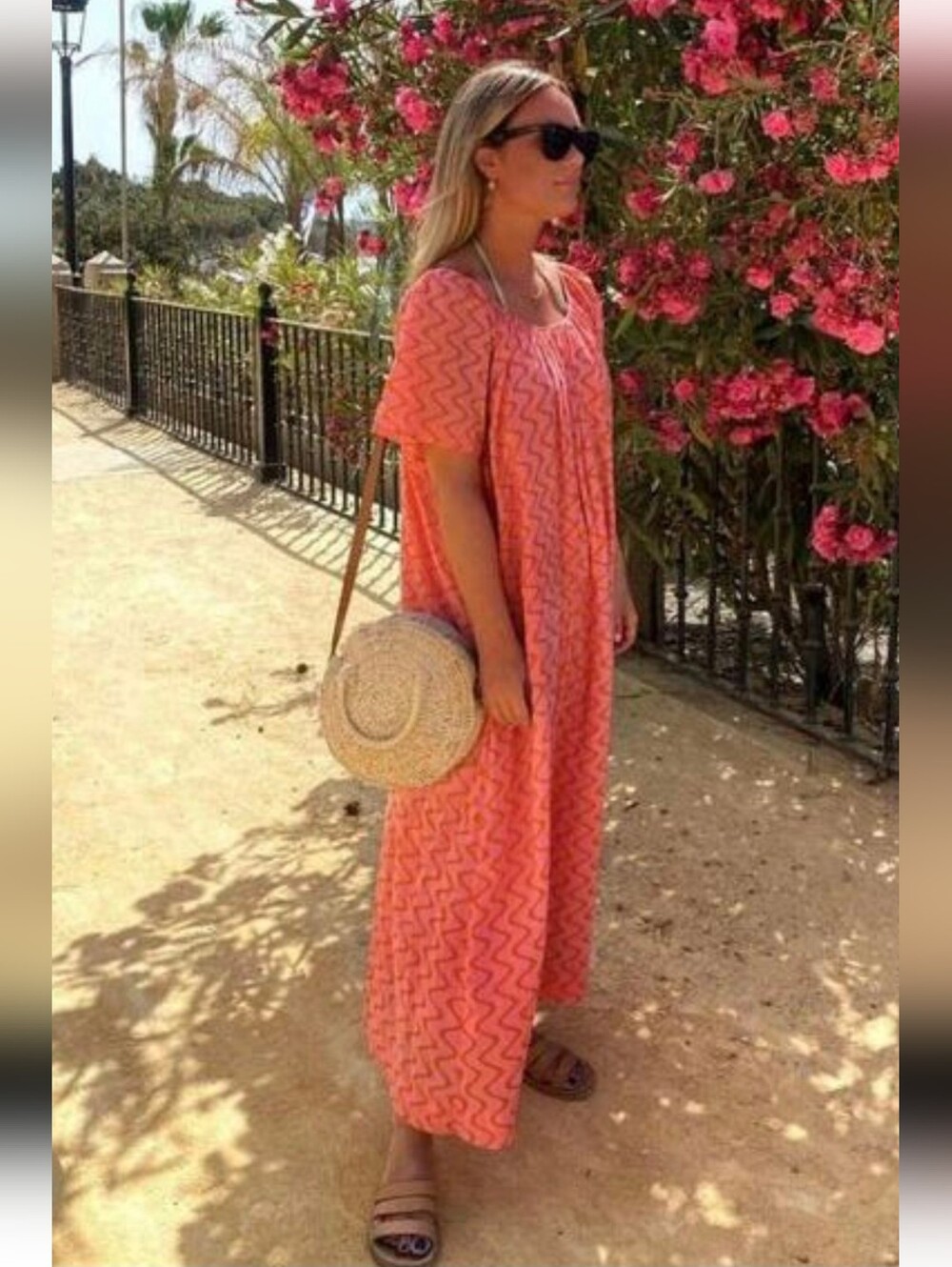 Zara * Maxi Long Beach Print Dress Pink Flowy Boho Size XS - Picture 6 of 13